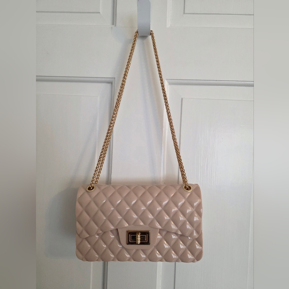 Elegant Blush Rose Quilted Shoulder/ Crossbody Bag
